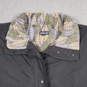 Vintage Patagonia Jacket XL Black Leaf Fleece Lined Long USA 90s
